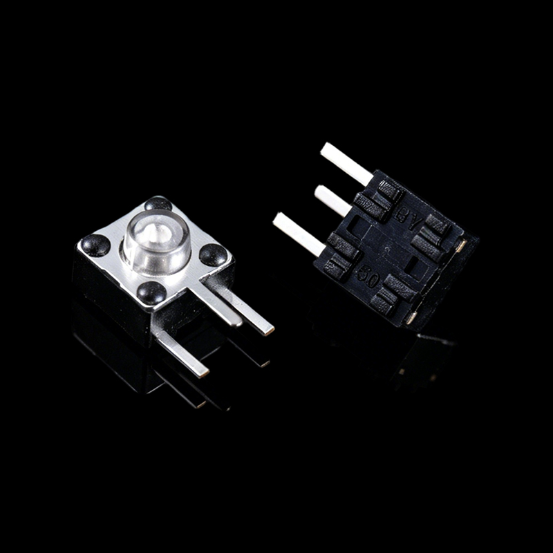 TS-E006102 6×6×5.0mm 触覚スイッチ、サイド3ピン、透明ホワイトヘッド、ピン長3.5mm