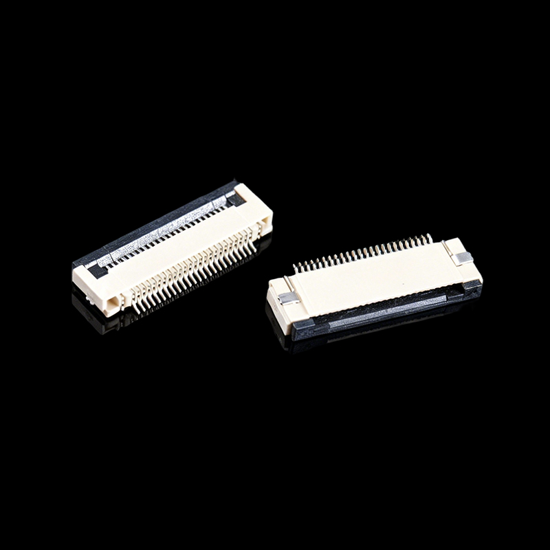 TS-Q002108 0.5mmピッチ、フリップロック水平タイプ、ボトムコンタクト（高さ2.0mm）、24ピンFPC/FFCコネクタ