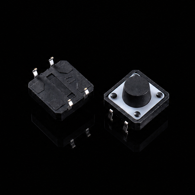 タクタイル スイッチ TS-I004035 12×12×7.5、4 ピン DIP、白色アクチュエータ、高銀クラッド接点